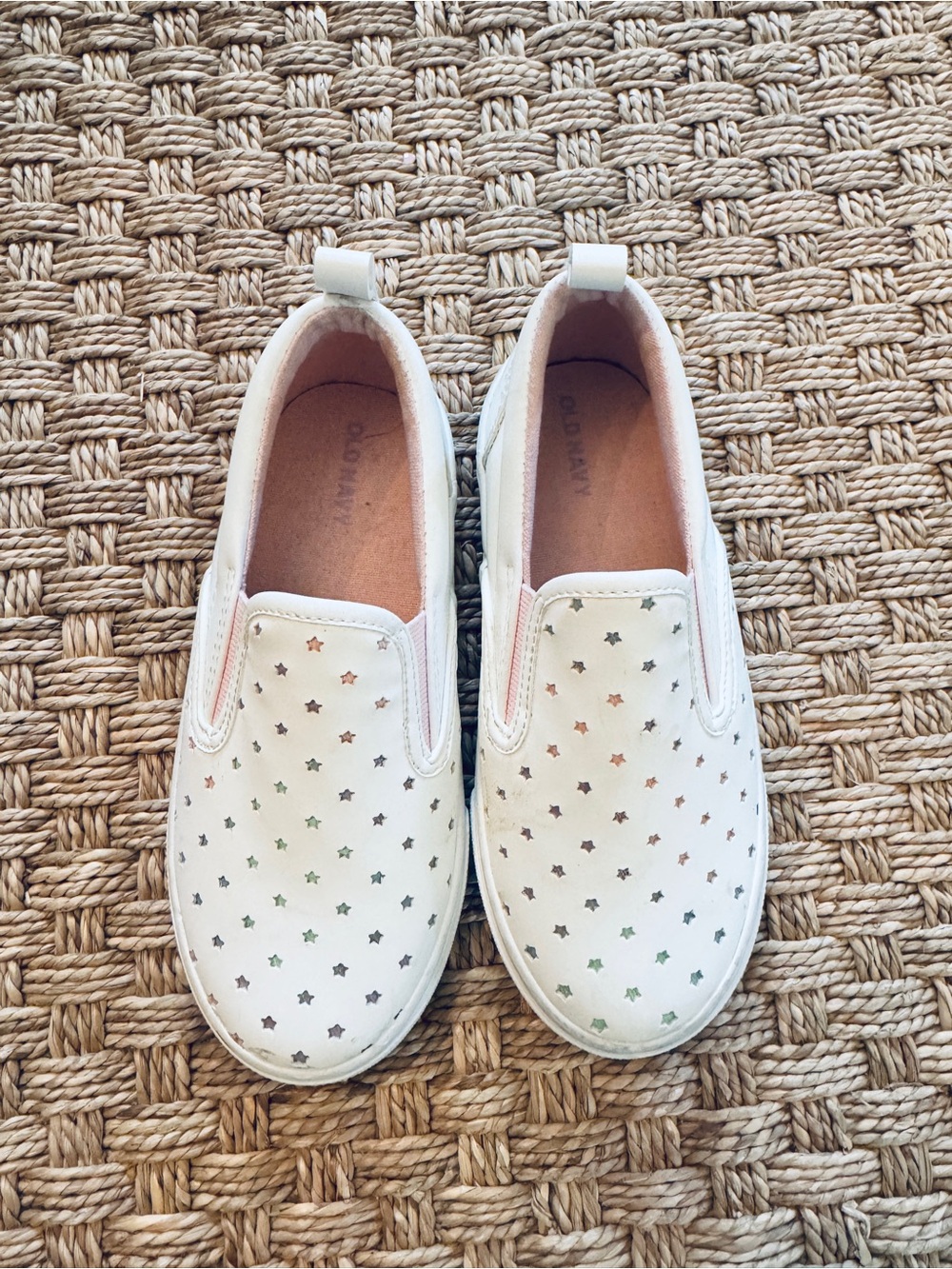 Kids White Star-Perforated Shoes